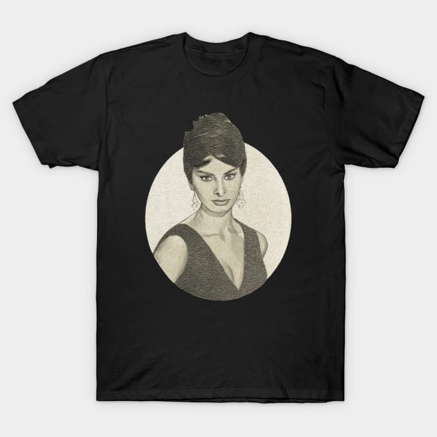 Sophia Loren Portrait Drawing T-Shirt by ianoz